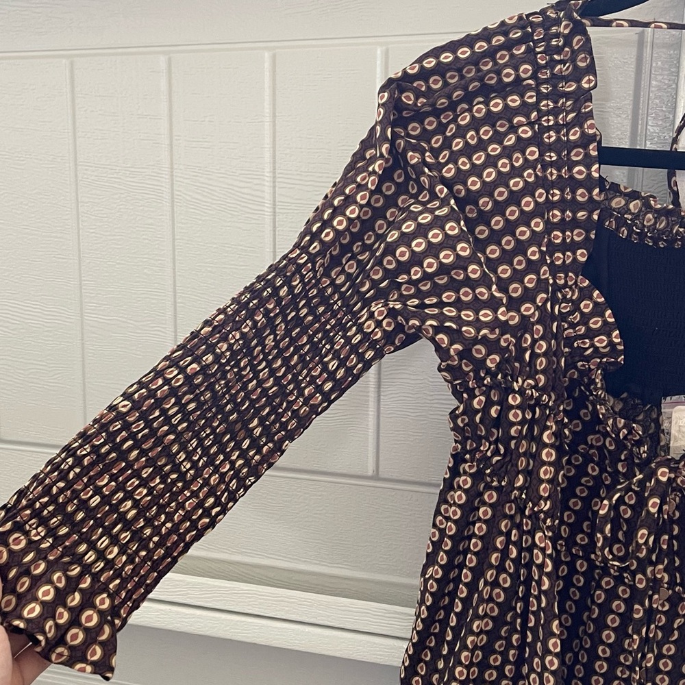 NWT FREE PEOPLE - Star Dip Tiered Smocked Button Front Cotton Dress - Picture 9 of 10